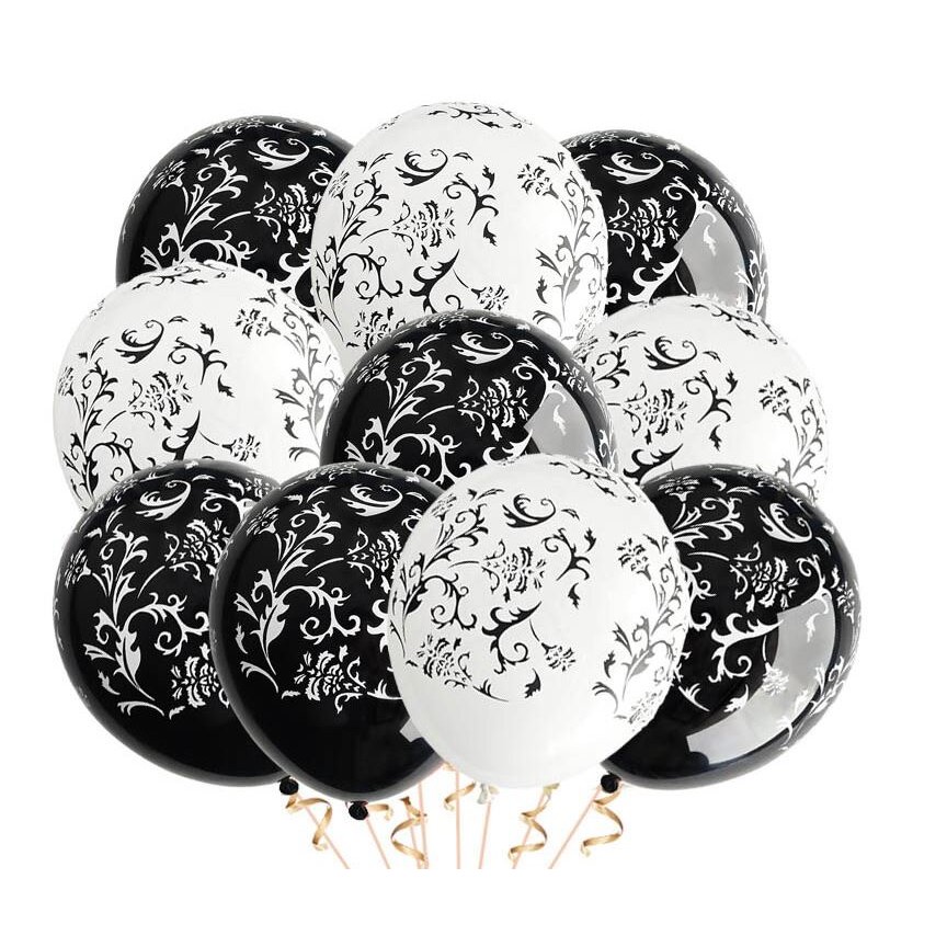 Blanc Décoration Mariage Ballon Baroque Noir lot de 5 