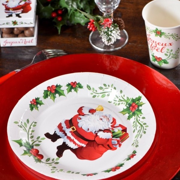 Assiettes en carton x10 - 21 cm - Noël Traditionnel - Art de la table - Rue  de la Fête