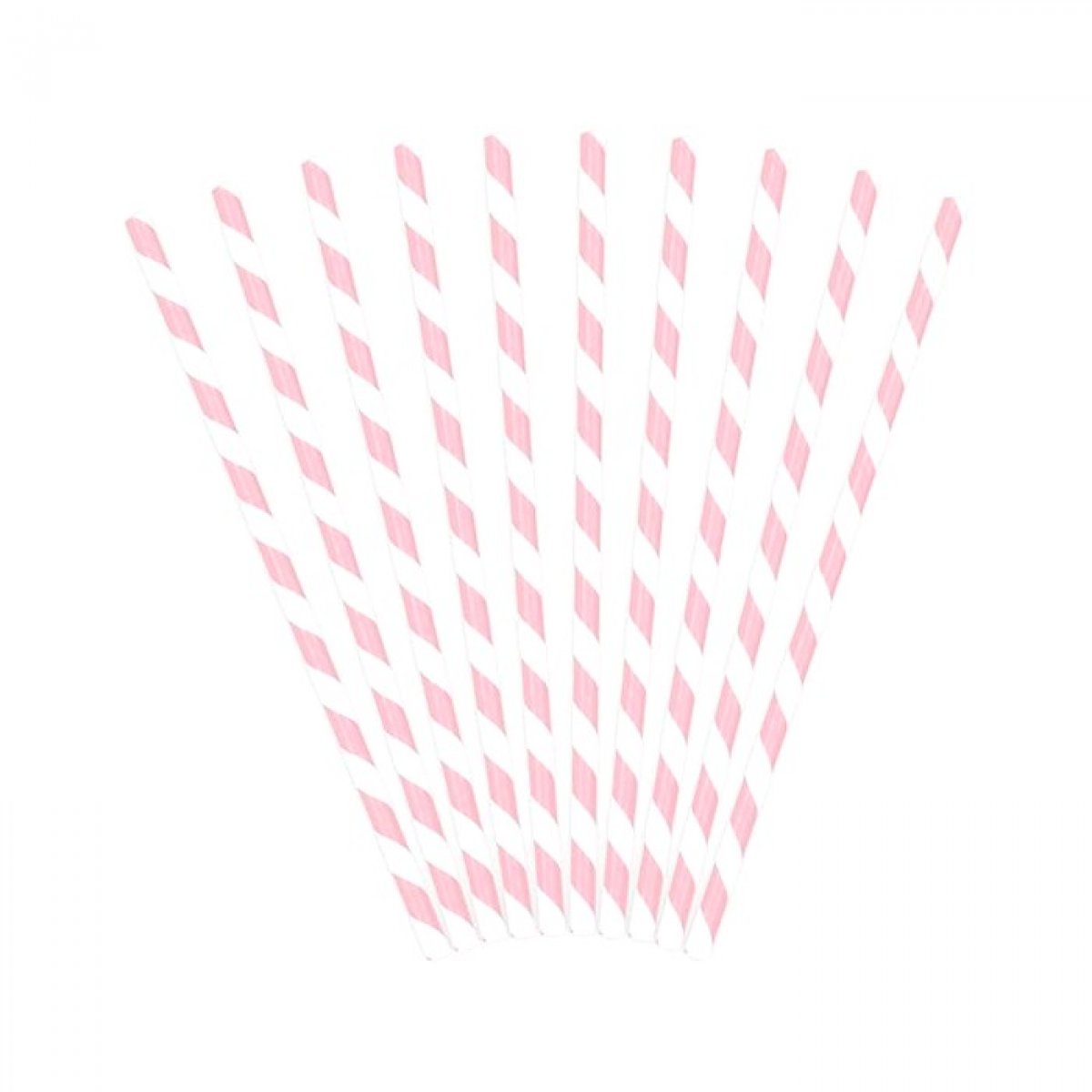 Pailles en carton rayures - rose et blanc 19,5 cm