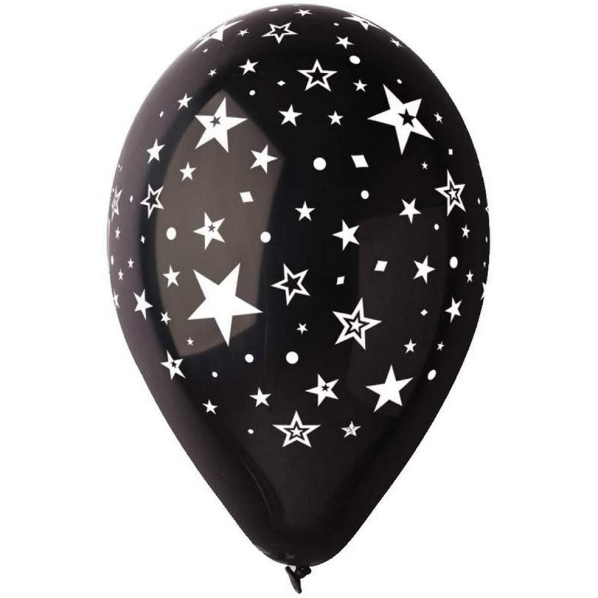 Ballons noir ø 30 cm - Étoiles blanches - x 10 pièces