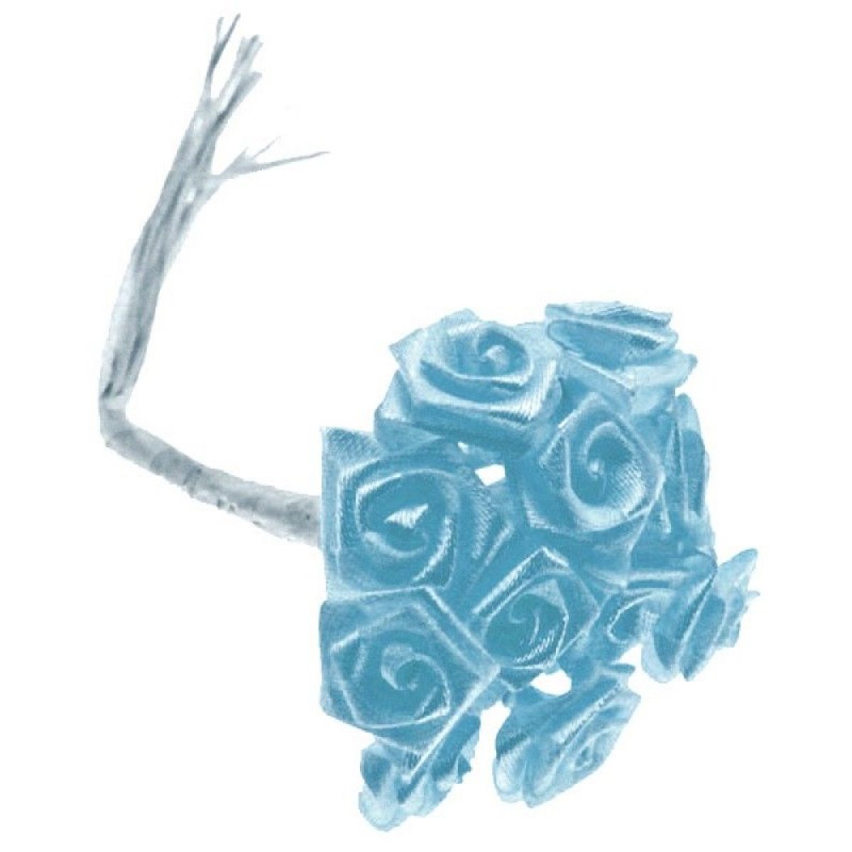 Mini rose en satin bleu ciel x 24 pièces