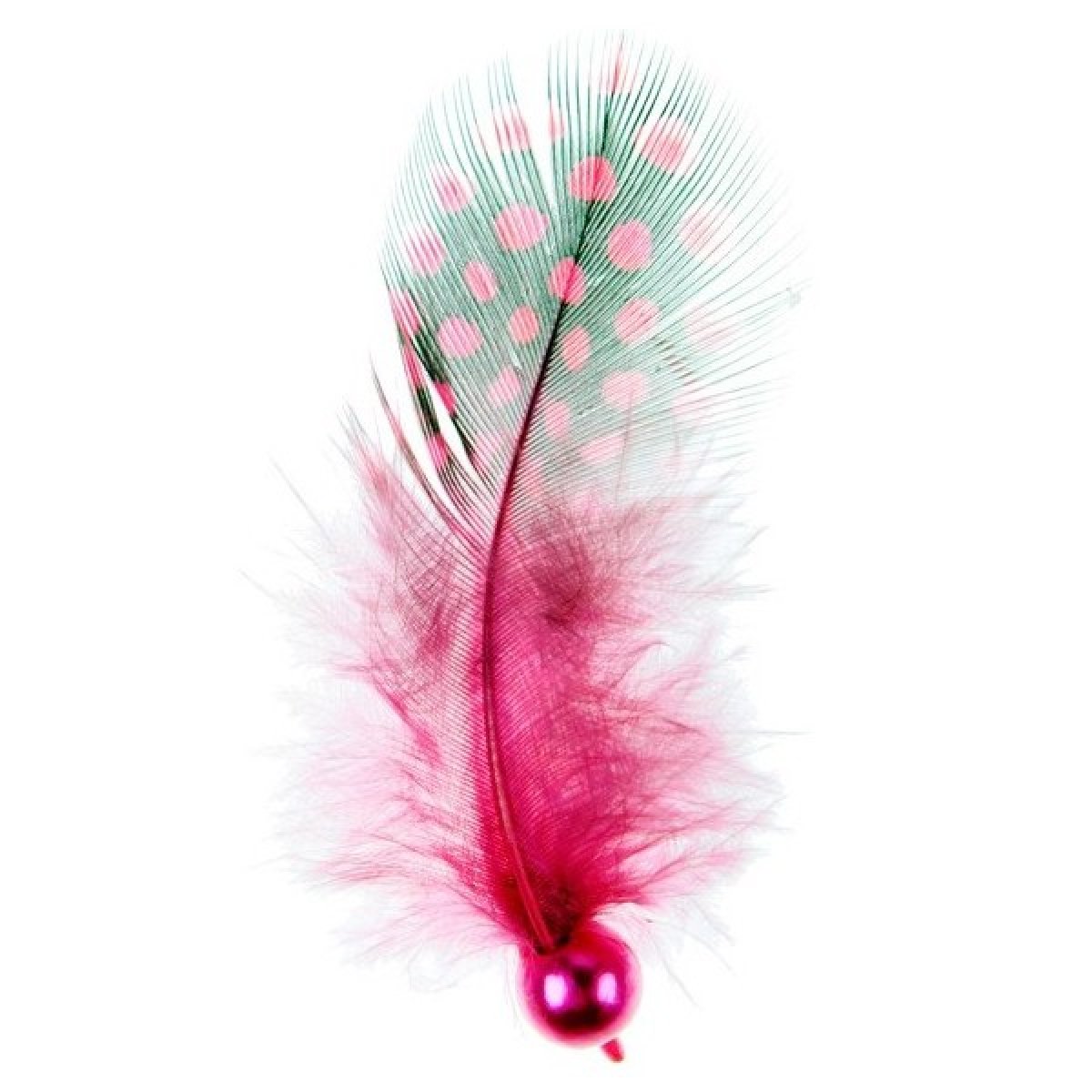 Plume avec perle fuchsia x 6 pièces