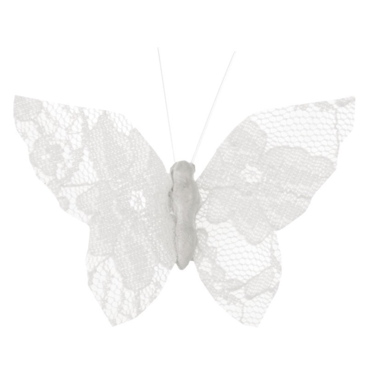 Papillons dentelle blanc sur pince x 4 pièces