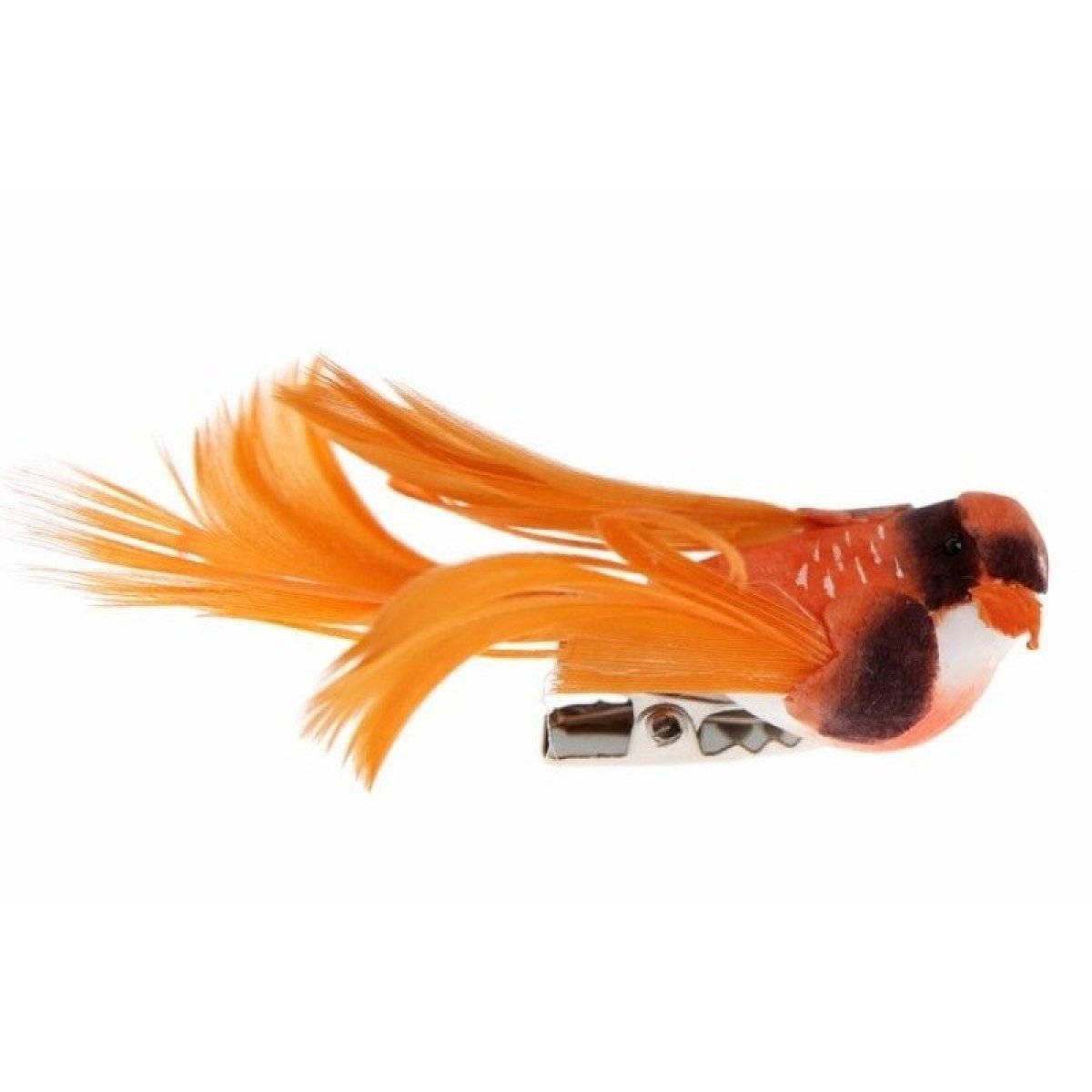 Petit oiseau orange sur pince 6.5 x 1.8cm x 4 pièces 