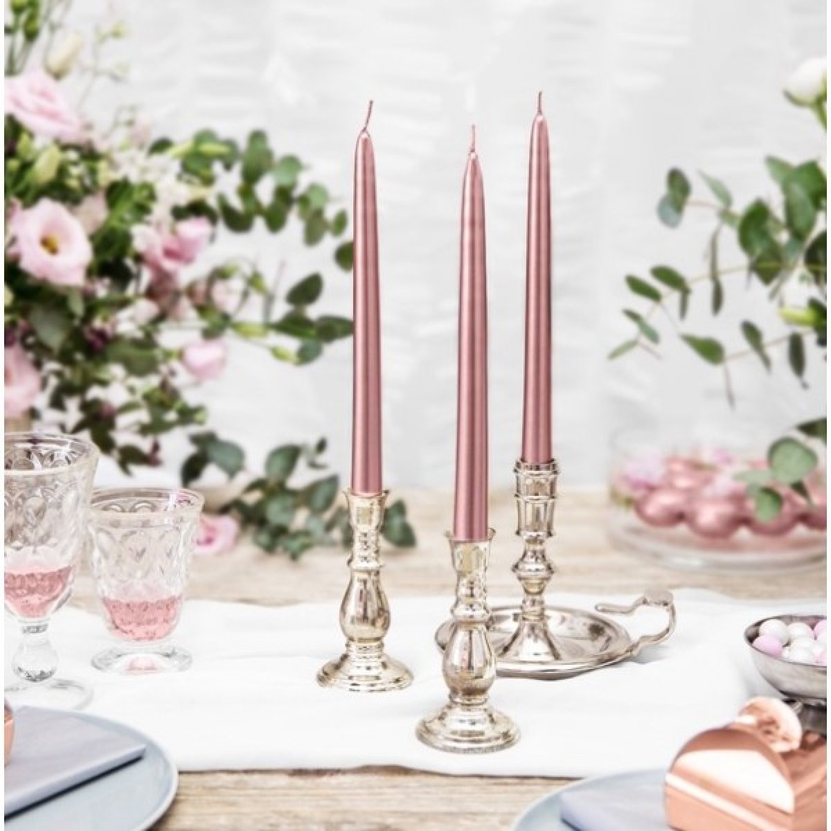 10 bougies chandeliers rose gold 24 cm