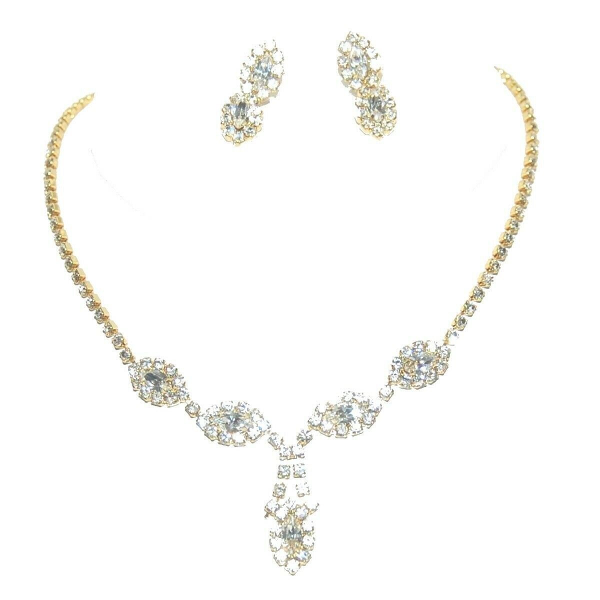 Parure bijoux pour mariée boucles doreilles et collier - Cristal clair