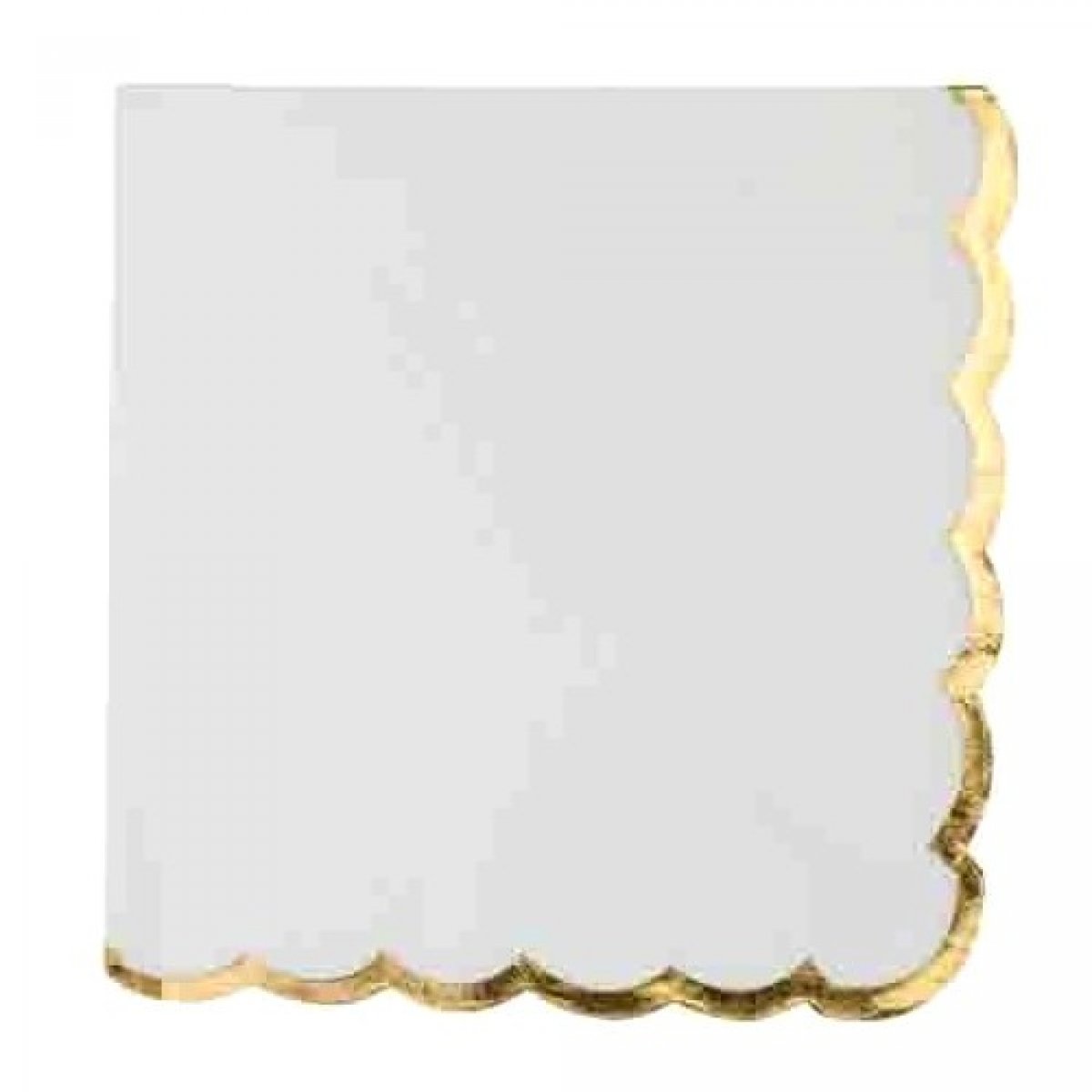 16 serviettes blanches festonnées or