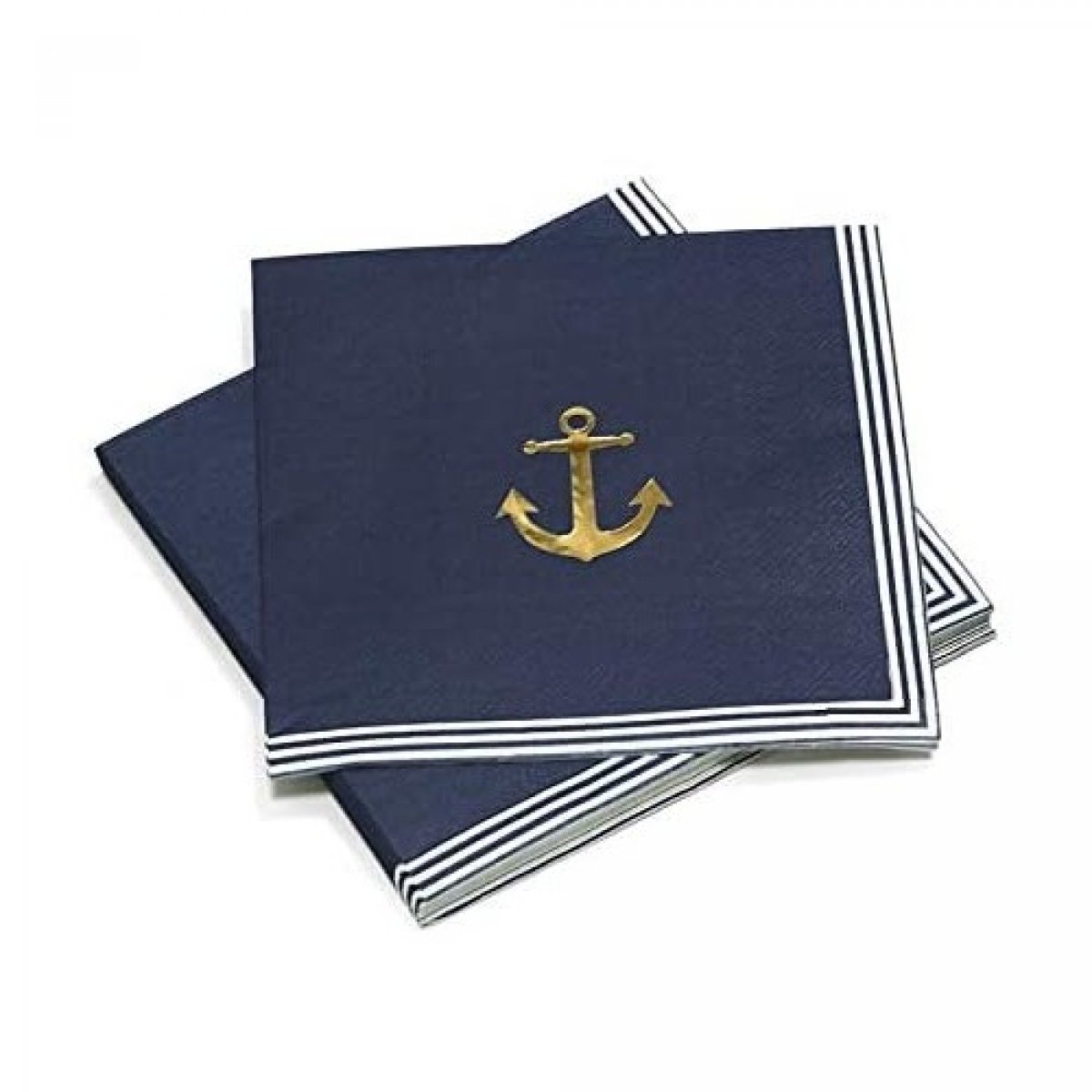 20 serviettes en papier rayures marinière bleu marine/blanc