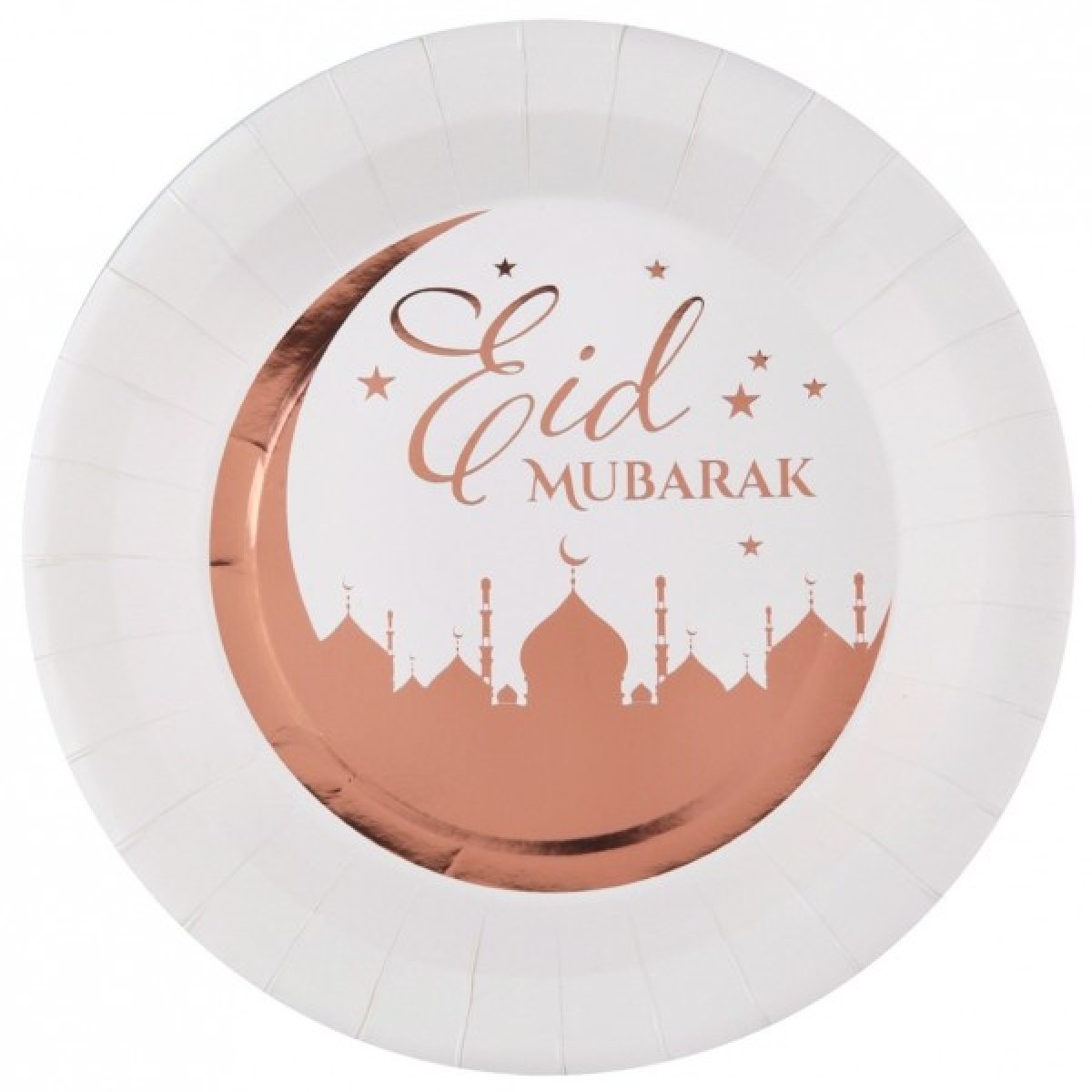 10 Assiettes en carton Eid Mubarak rose gold 23 cm 