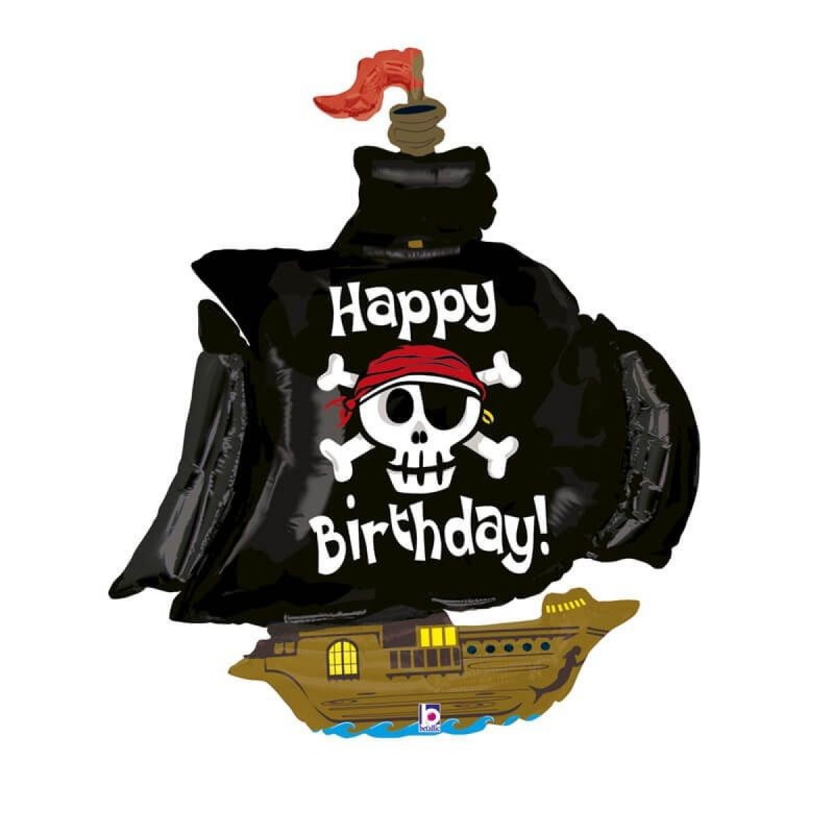 Ballon Bateau pirate Happy birthday 117 cm