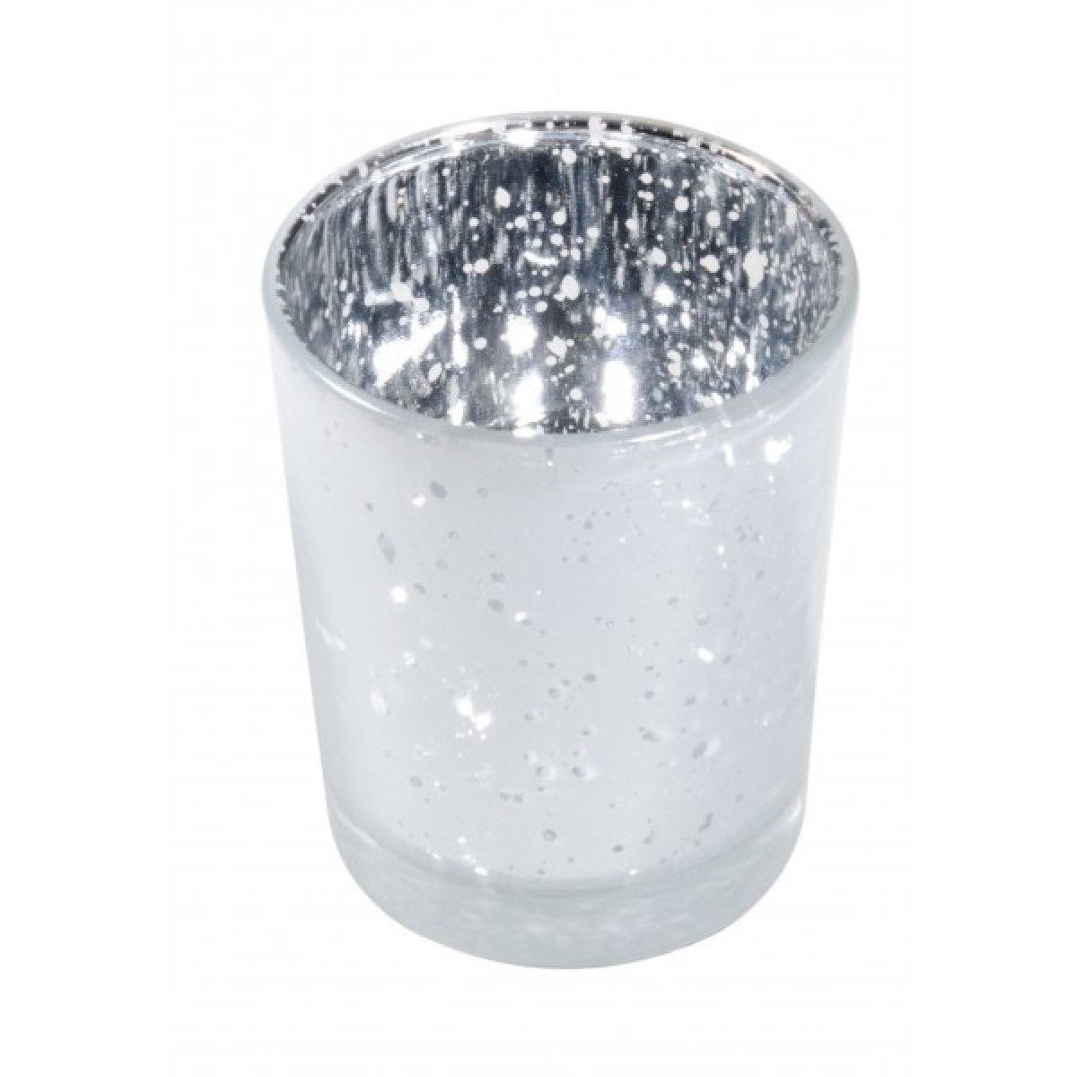 6 Bougeoirs en verre vase effet métal blanc givré 