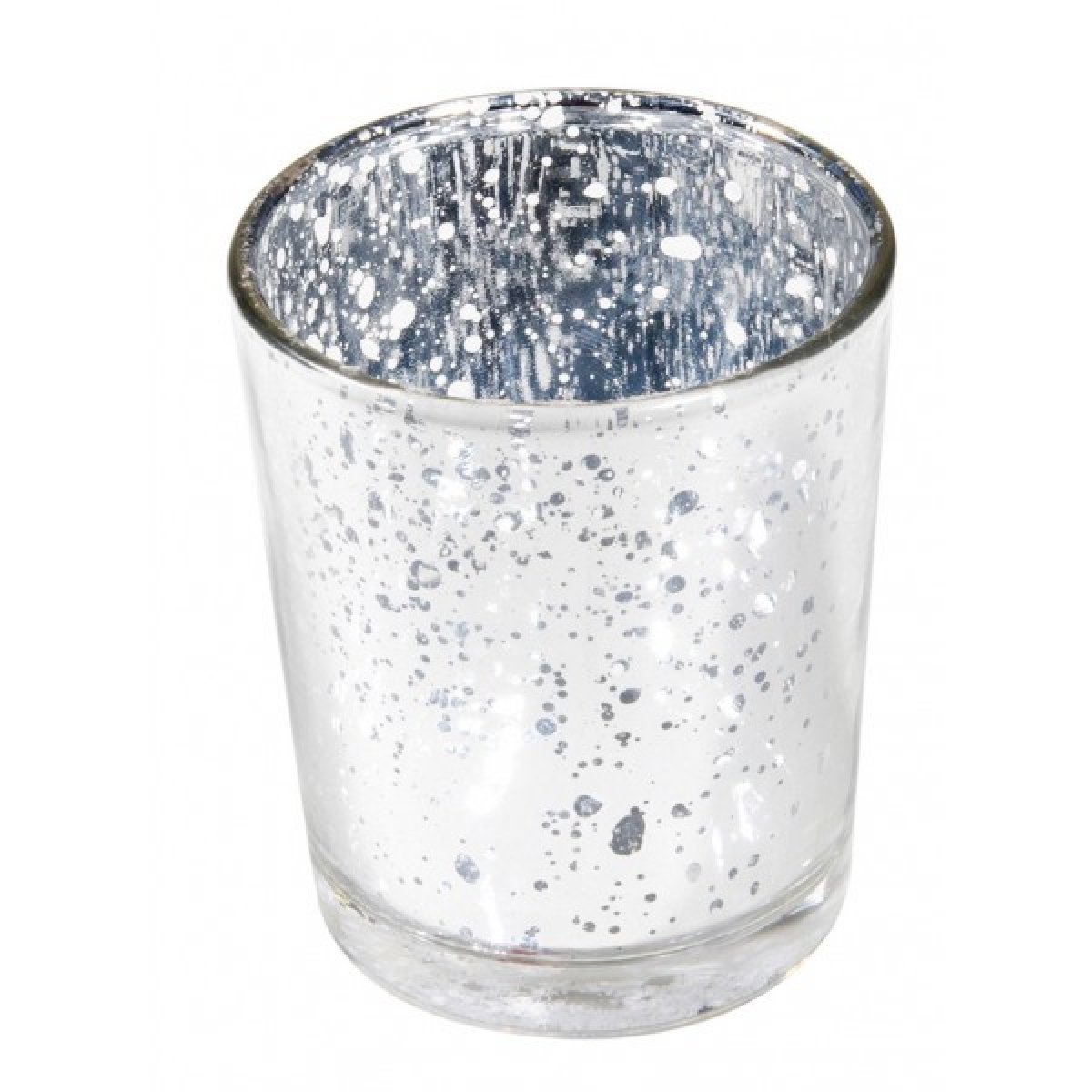 6 Bougeoirs en verre vase effet métal argent