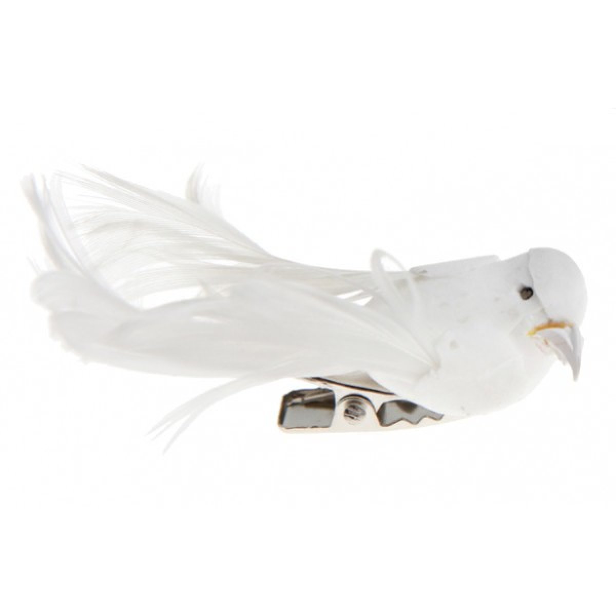 Petit oiseau blanc sur pince 6.5 x 1.8cm x 4 pièces 