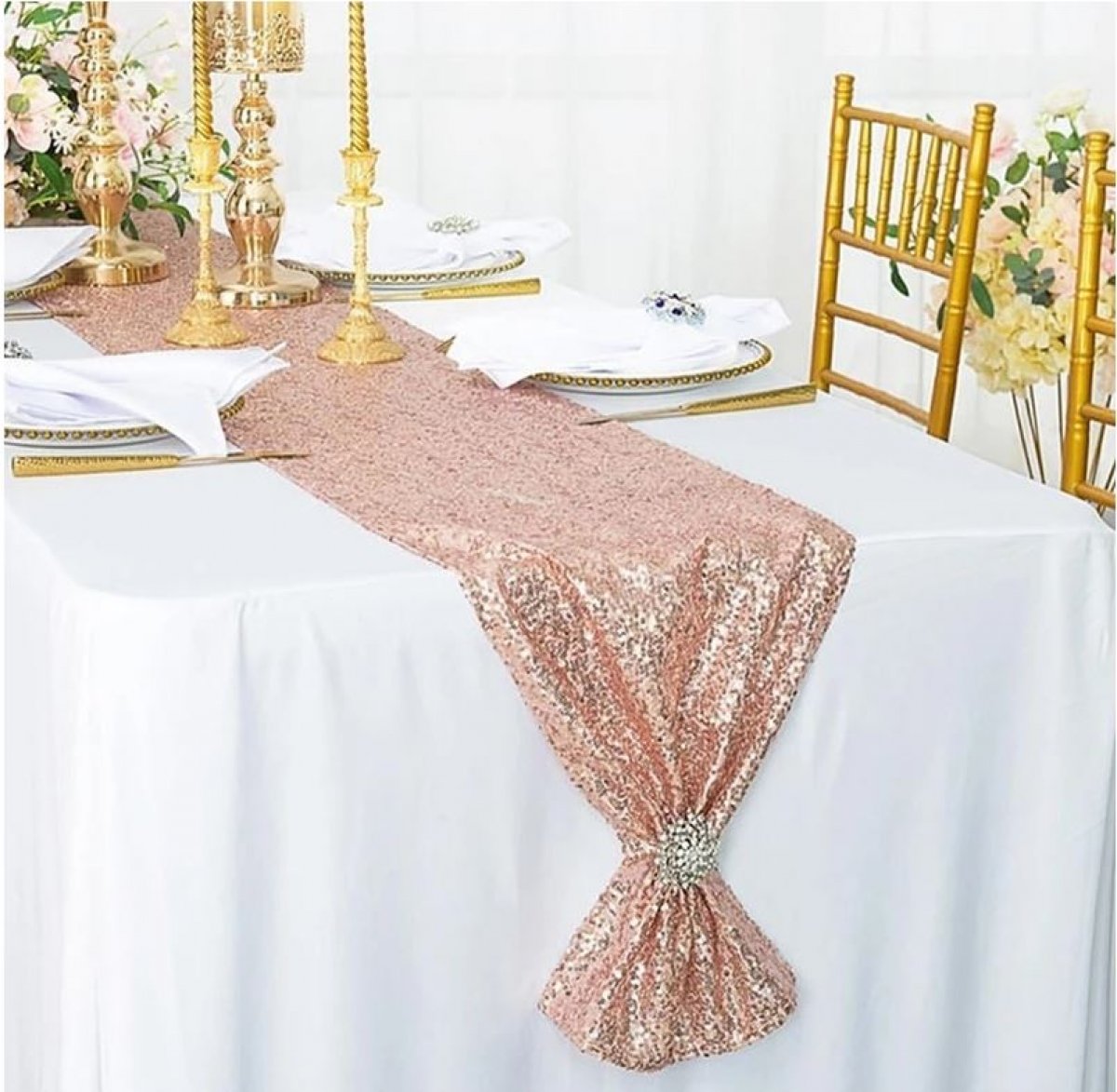 Chemin de table 40 ans, décoration de table anniversaire rose gold