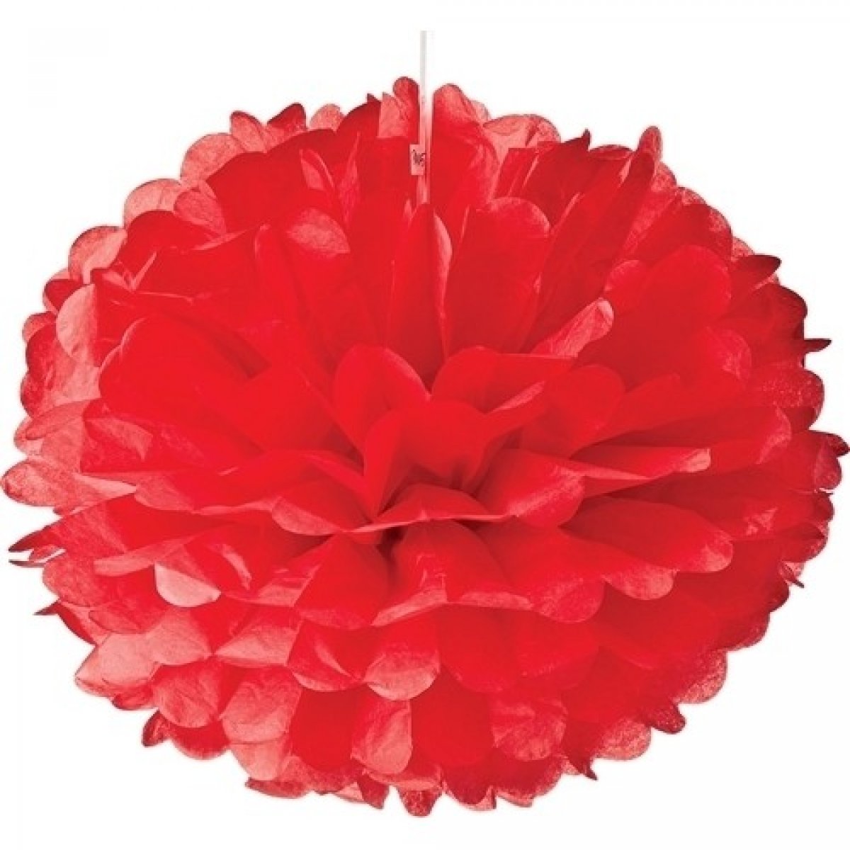 Pompon de fleur papier de soie rouge - 15 cm 