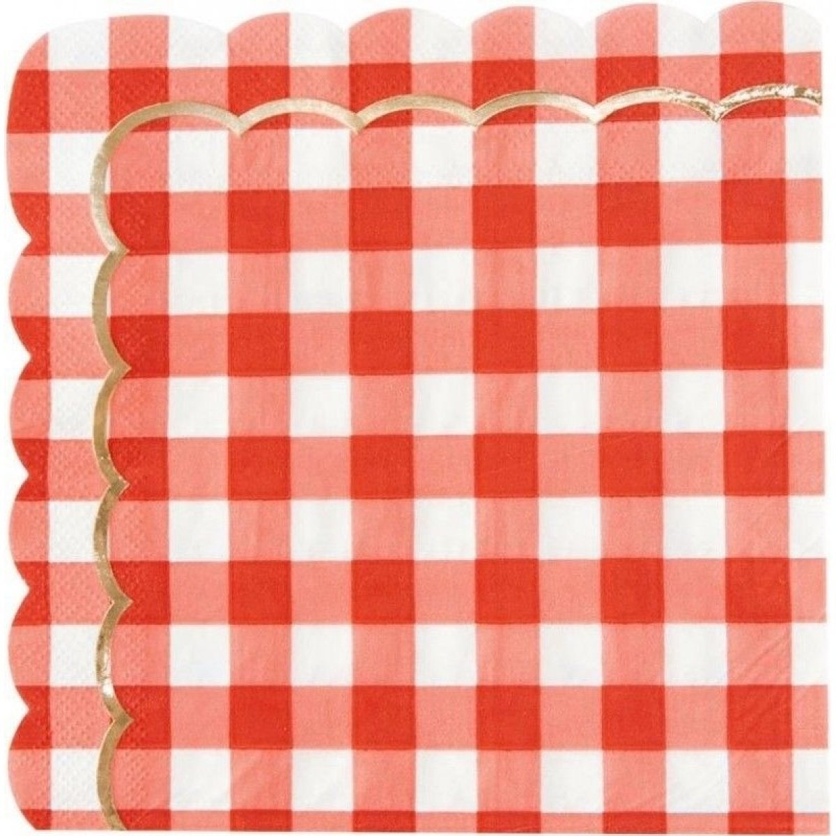 Serviettes en papier guinguette vichy rouge x 16 pièces