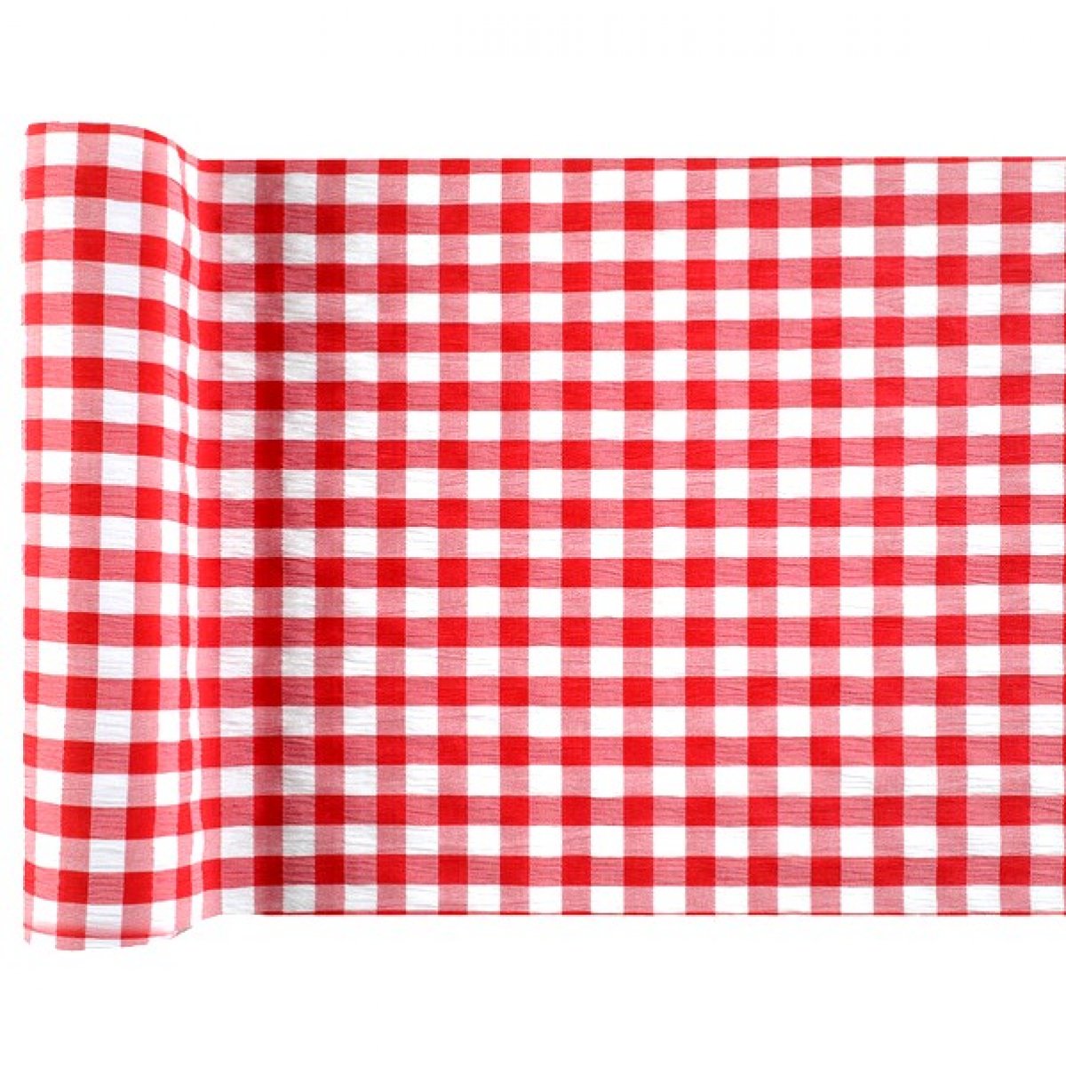 Chemin de table intissé vichy rouge et blanc 3 m x 26 cm