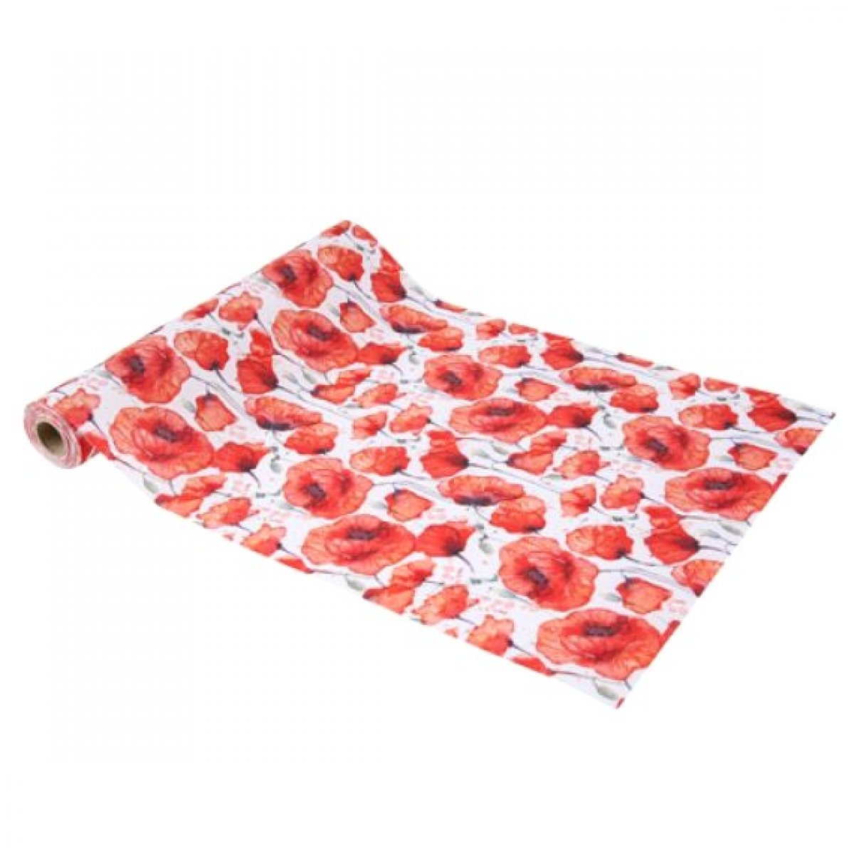 Chemin de table en tissu Theme Poppy Love Coquelicot 28 cm X 5 M 