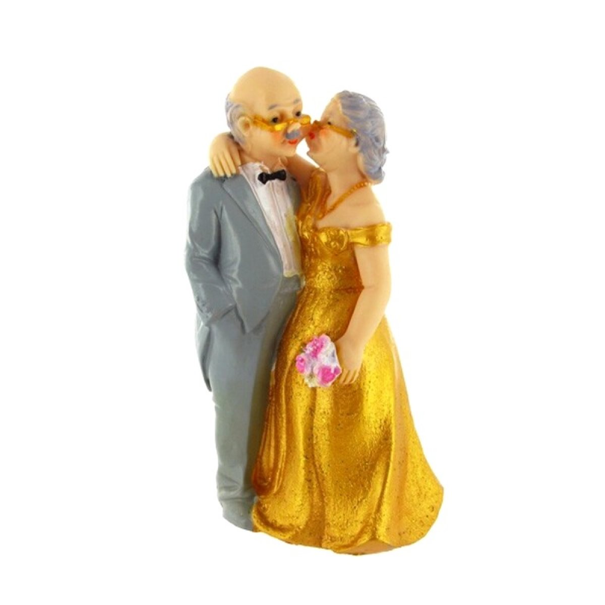 Figurine Noces d'Or Couple Vieux Mariés - Bisou 