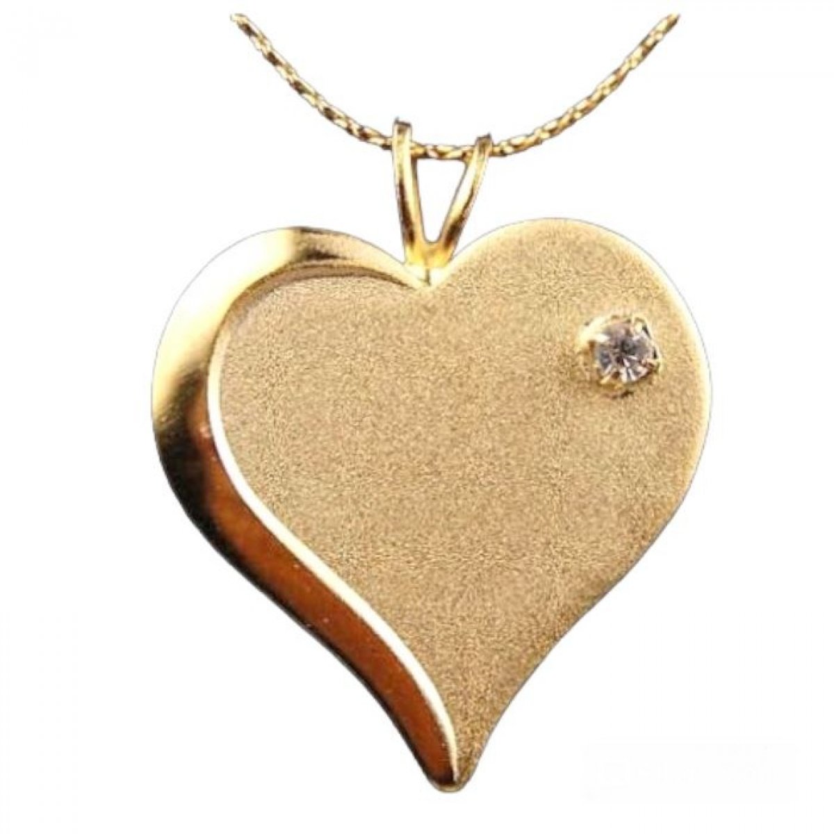 Pendentif Coeur - Métal rhodié ton or - Cristal clair