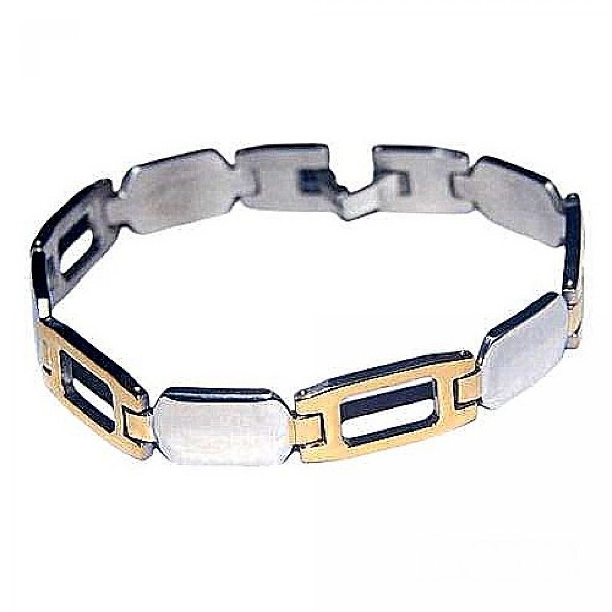 Bracelet mixte acier inoxydable or et argent