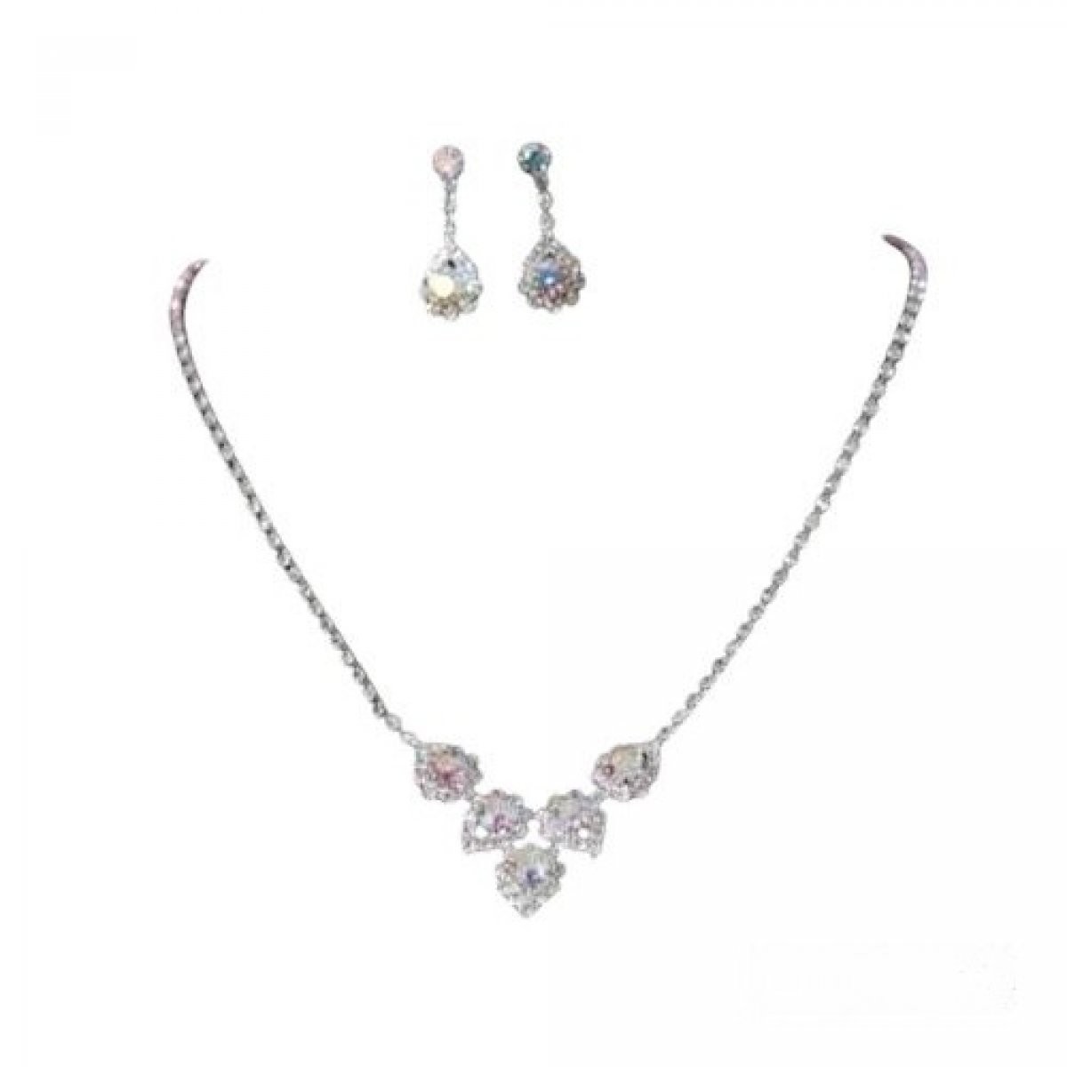 Parure bijou femme argent rhodié cristal A / B 