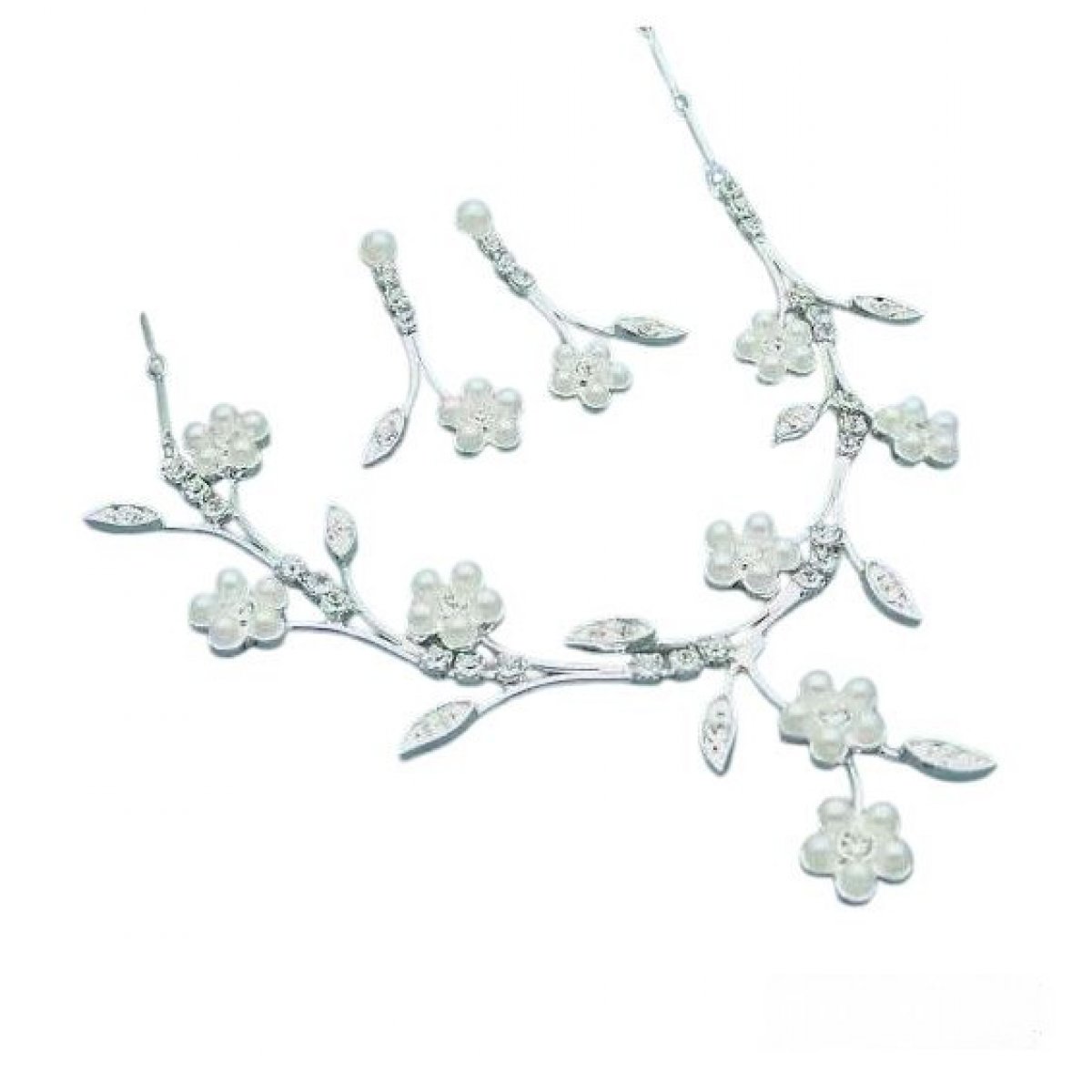 Copie de Parure mariage boucles doreilles collier cristal perles 