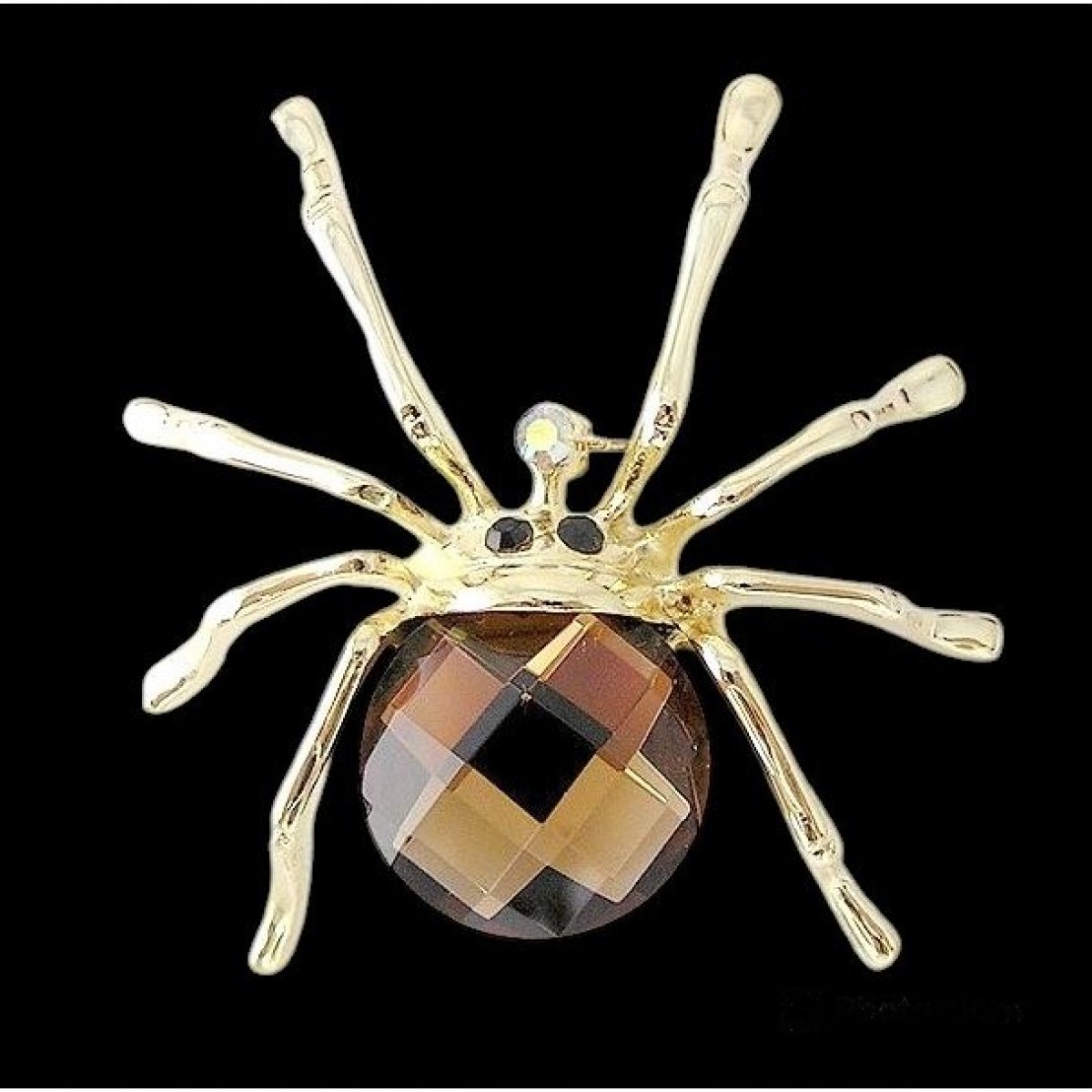 Broche Scarabé bijou rhodié ton or cristal ocre