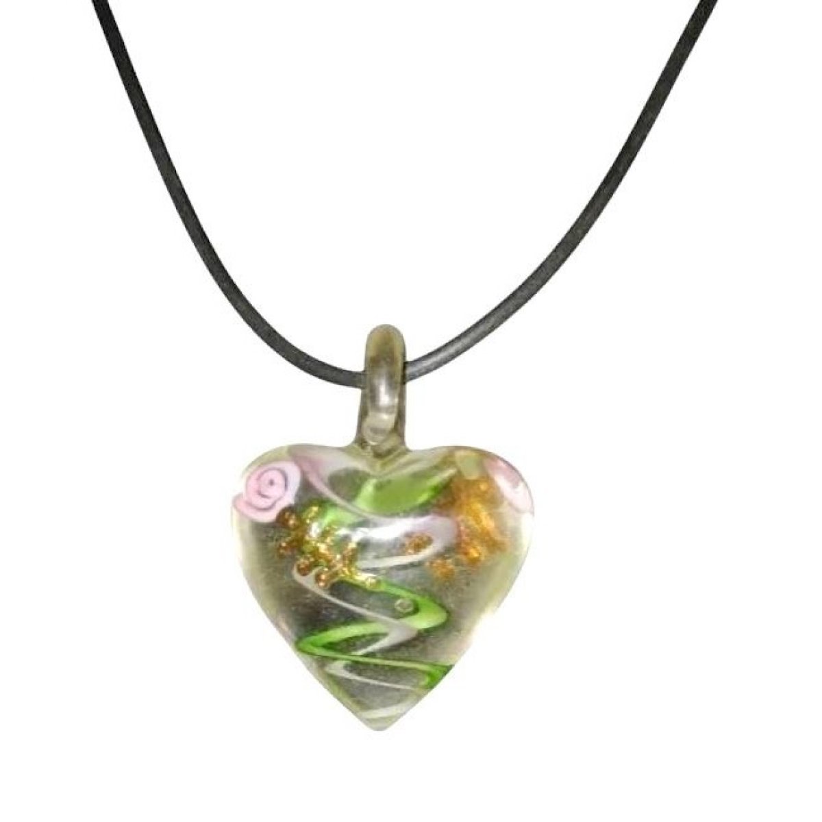 Pendentif Coeur multicolore verre soufflé. 