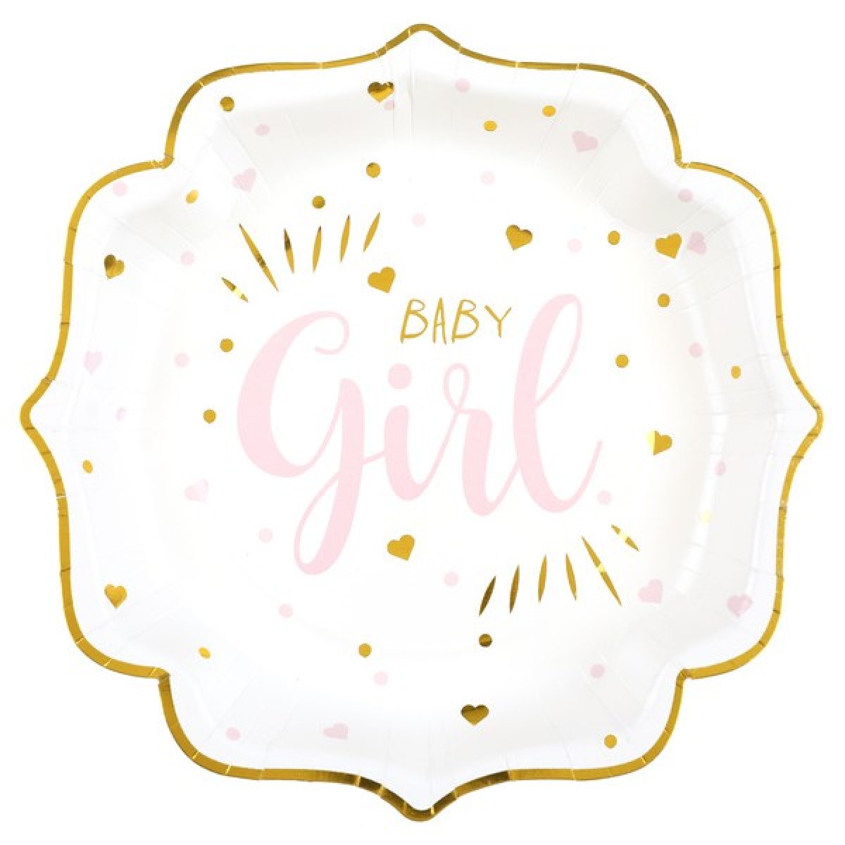 Assiette carton Baby Girl gold - 1 sachet de 10 pièces