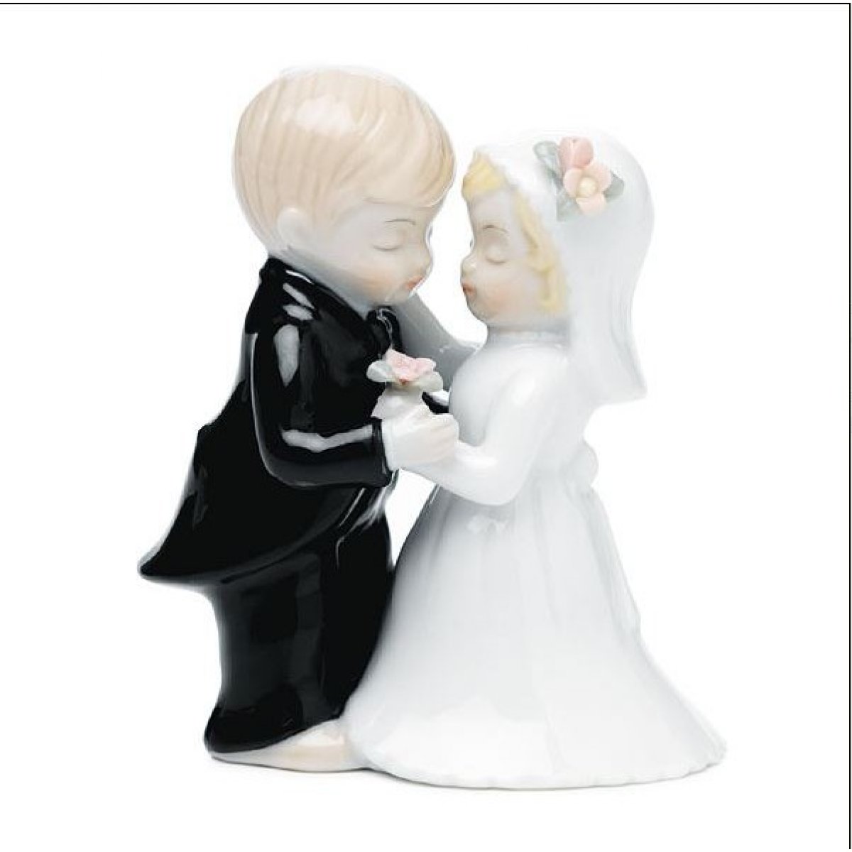 Figurine gateau mariage - petit couple de mariés - en porcelaine
