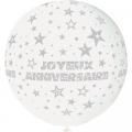 1 Ballon géant blanc - Joyeux Anniversaire - Ø80cm