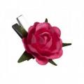 Mini roses fuchsia sur pince argentée x 10 pièces
