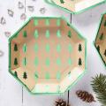 Assiettes octogonale imprimées sapin de Noël kraft x 8 pièces