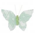 Papillons sur pince dentelle vert menthe x 4 pièces 