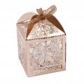 Contenant boîte mariage rose gold métallique avec colombes et coeur x 10 pièces