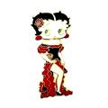 Broche plaqué or Betty Boop robe flamenco rouge