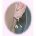 Parure bijoux mariée dorée - Perles blanches - Boucles d’oreilles collier 