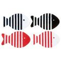 Marque-places en bois forme poisson avec rayures bleu ou rouge x 4