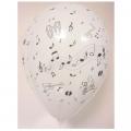 8 ballons latex blanc imprimés notes de musique 