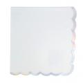 16 serviettes blanc et lisière argent irise 3 plis 33x33 cm