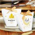 5 Boîtes à dragées en carton blanc Eid Mubarak ou Ramadan Kareem