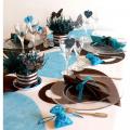 Set de table jetable coeur bleu turquoise x 50 pièces