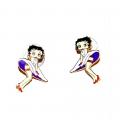 Boucles doreille plaqué or et émail - Betty Boop