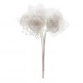 Bouquet de 12 fleurs et tulle à pois blanc 12 cm