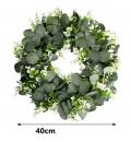Couronne de fleurs artificielles vert et blanc 40 cm