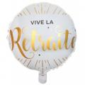  Ballon alu 35 cm -  Vive la retraite blanc et or