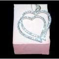 Pendentif Femme Double Coeur et Strass Clair