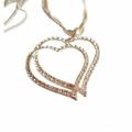 Pendentif Femme Double Coeur et Strass Clair