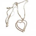 Pendentif Femme Double Coeur et Strass Clair